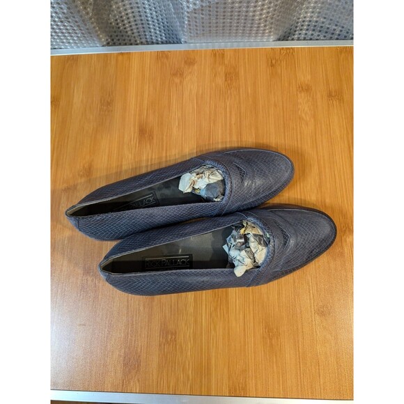 Rick Pallack Snakeskin Navy Blue Loafers Shoes Designer Size 10 Men's (Y06) - Picture 2 of 6